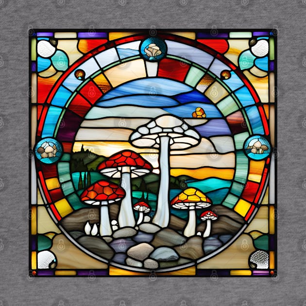 Rocky Mushroom Stained Glass by Xie